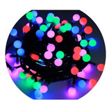 Cordão 100 Lâmpada Cerejinha Cor Colorida Leds Fio Verde
