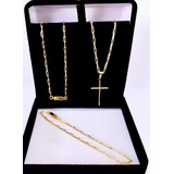 Cordão Banhada A Ouro 18k 70 Cm + Pulseira E Pingente
