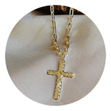 Cordão Cartier 60cm A Ouro 18k + Pingente Cruz Com Cristo