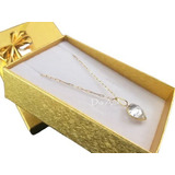 Cordão Colar Feminino Pingente Coração Ouro Puro 18k 50cm S2
