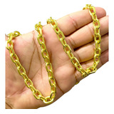 Cordão Corrente Cadeado Quina 8mm Cor De Ouro Top Premium 