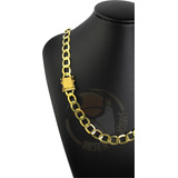 Cordão Corrente Laminado 10mm Banhado A Ouro 18k