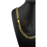Cordão Corrente Laminado 8mm Oval Banhado A Ouro 18k