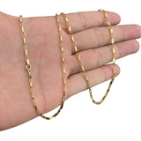 Cordão De Ouro 750 18k 3,3g 60cm Tijolinho Alongada Maciço