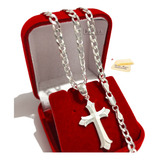 Cordão De Prata Masculino Com Pingente Cruz Crucifixo 5mm