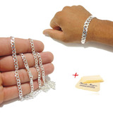 Cordão E Pulseira 8mm Masculina Prata 925 Grumet Grossa 70cm Escama De Peixe Italiana Pura Legitima Original Escamada