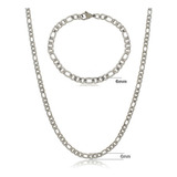 Cordão E Pulseira Masculina Conjunto Elo 3x1 Aço Inox 