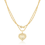 Cordão Feminino 45cm Ouro 18k Com Pingente Coração