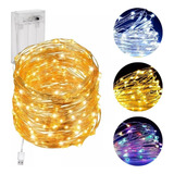 Cordão Fio De Fada 10m 100 Leds Enfeite Natal Branco Quente