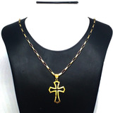 Cordão Grosso + Crucifixo Grande Masculino Ouro 18k