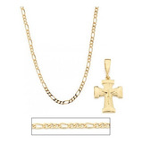Cordão Masculino Rommanel Banhado Ouro Cruz Grossa Com Jesus