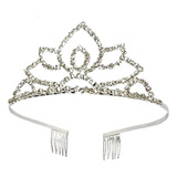 Coroa Tiara Strass Noiva Debutante Luxo C/ Pente Festa Moda