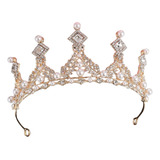 Coroa Tiara Strass Perolas Noiva Debutante Miss Princesa 