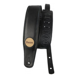 Correia Basso Classic Couro Violão Guitarra Baixo Preta