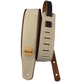 Correia Guitarra Violão Baixo Alça Basso Cla 01 Camurca Bege