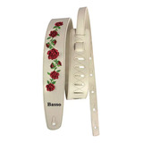 Correia Guitarra Violão Baixo Alça Basso Vt Fl Floral Bege
