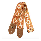 Correia Guitarra Violão Tribal Vintage Basso Marrom Jacquard