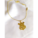 Corrente Cartie 2mm + Pulseira + Pingente Escudo Times Fut