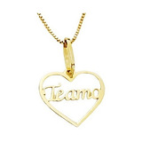 Corrente Colar Veneziana Feminina + Coração Te Amo Em Ouro