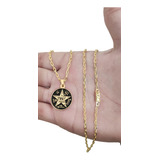 Corrente Cordão 70 Cm Banhado Ouro 18k + Pingente Pentagrama