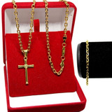 Corrente Cordão Banhada A Ouro 18k + Pulseira E Pingente