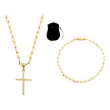 Corrente Cordão Banhada Ouro 18k 70 Cm + Pulseira E Pingente