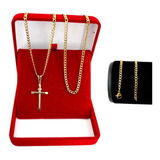 Corrente Cordão Banhada Ouro 18k 70cm + Pingente E Pulseira