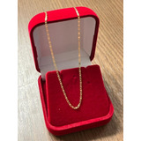 Corrente Cordão Piastrine 50cm Ouro 18k Feminina 1,5mm Cor Amarelo