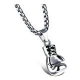 Corrente Cordão + Pingente Luva Boxe Aço Inox Kit 2 Unidades