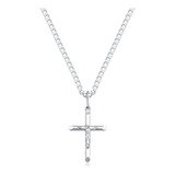 Corrente De Prata 925 Masculina Com Pingente Cruz Crucifixo