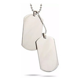 Corrente E 2 Placas Identificação Militar Dog Tag Aço Inox