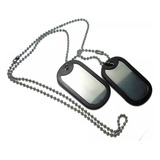 Corrente E 2 Placas Identificação Militar Dog Tag Aço Ref307