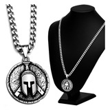 Corrente Guerreiro Romano Masculino J-1396 Aço Inox Prata