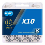Corrente Kmc X10 Silver Prata / Preto 116l 10v 2x10v 3x10v Speed Mtb