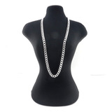 Corrente Masculina 60cm 7mm Largura Folheada Prata Cr355 Cor Prateado