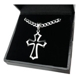 Corrente Masculina Grumet 4mm 70cm Com Crucifixo Prata 925