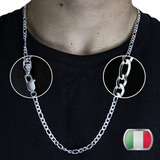 Corrente Masculina Prata 925 Grumet 3x1 Italiana 5mm Maciça