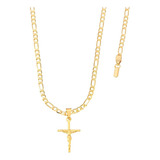 Corrente Masculino Banhada A Ouro 18k Cordão Ping Cruz