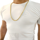 Corrente Moeda Antiga Grossa Masculina Cadeado 70cm 5mm
