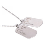 Corrente Pingente Militar Exército Cordão Dog Tag Lisa Cor Prateado