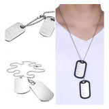 Corrente Placa Dog Tag Identificação Exército Aço Inox 316l