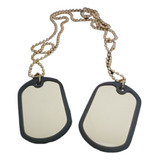 Corrente Placa Identificação Dog Tag Aço Inox 316l Dourado