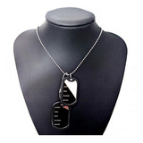 Corrente Placa Identificação Exército Dog Tag Aço