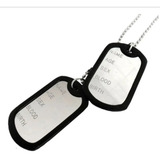 Corrente Placa Identificação Exército Dog Tag Aço