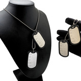 Corrente Placa Identificação Exército Dog Tag Aço