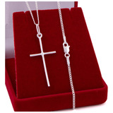 Corrente Prata 925 Masculina Legítima Pingente Crucifixo Top