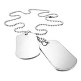 Corrente Tag Pingente Exército Militar Aço Inox + Presente
