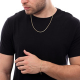 Correntinha Masculina Dourada Com Pulseira Fininha Envio 24h