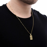 correntinha masculina folheada pingente crucifixo
