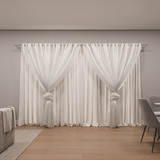 Cortina 4,00x2,60 Quarto Sala Cozinha Tecido Linho C/ Forro